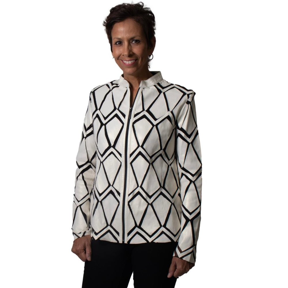 Lamb Leather on Mesh Zip Jacket